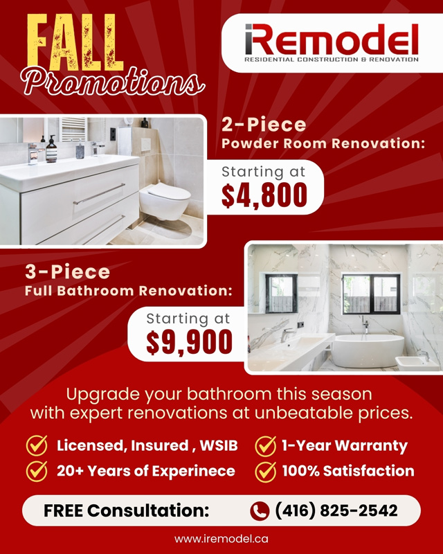 Iremodel Bathroom Renovation Promotions Fall 2025