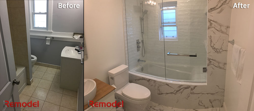 luxury bathroom remodel before and after photo