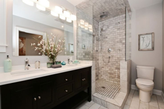 Small bathroom remodel in Toronto with double sink vanity Small bathroom remodel in Toronto with double sink vanity